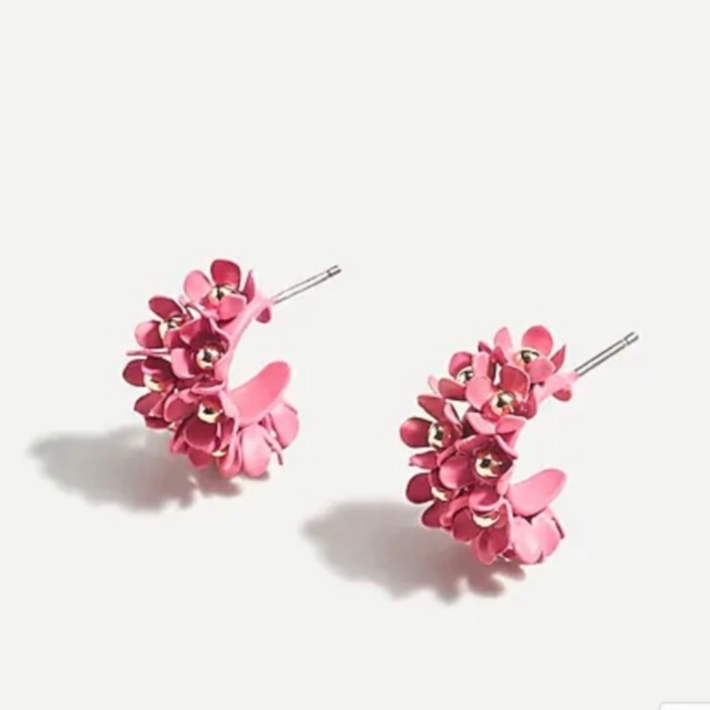 J. Crew soft bouquet hoop earrings pink flowers